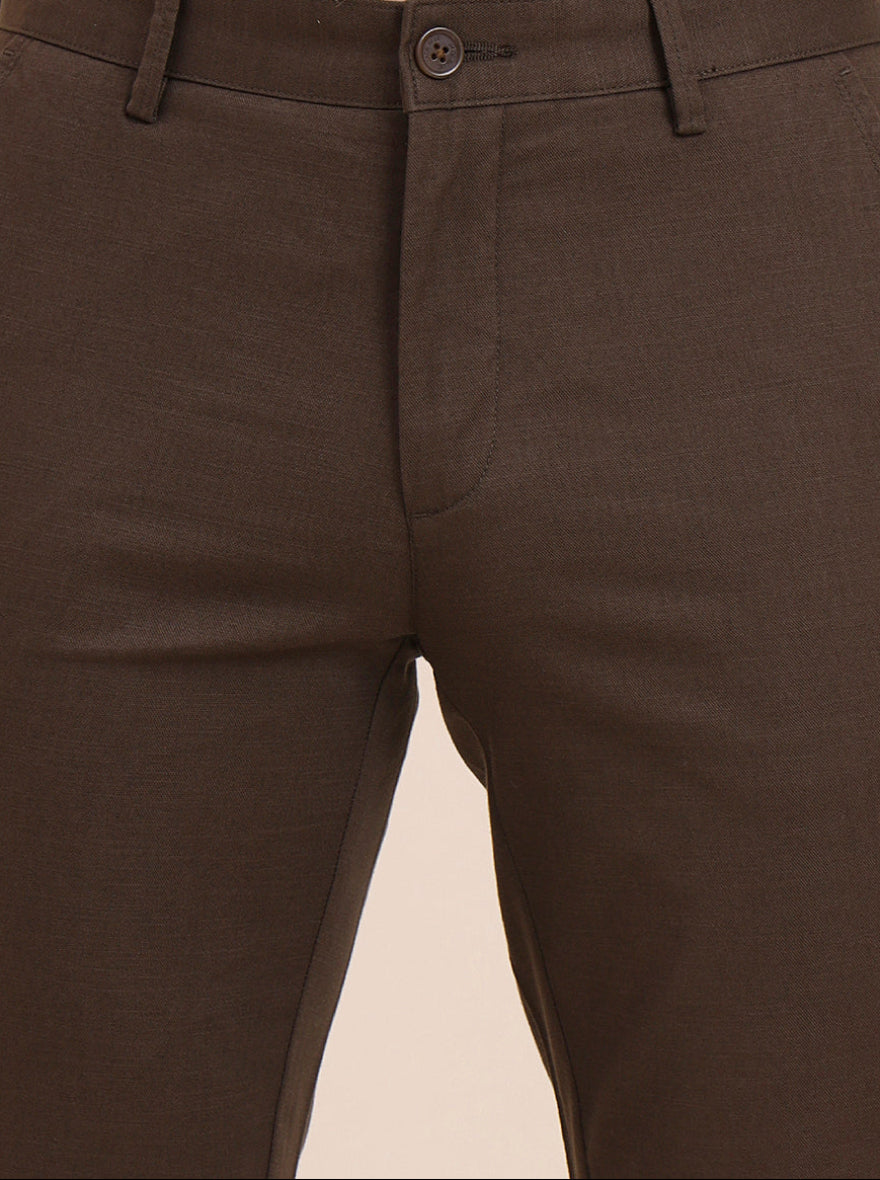 Light Olive Solid Uno Fit Casual Trouser | JadeBlue