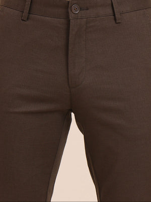 Light Olive Solid Uno Fit Casual Trouser | JadeBlue