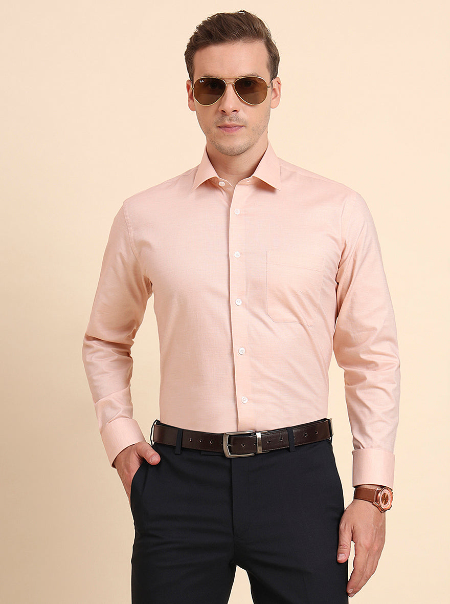 Orange Solid Regular Fit Formal Shirt | JadeBlue