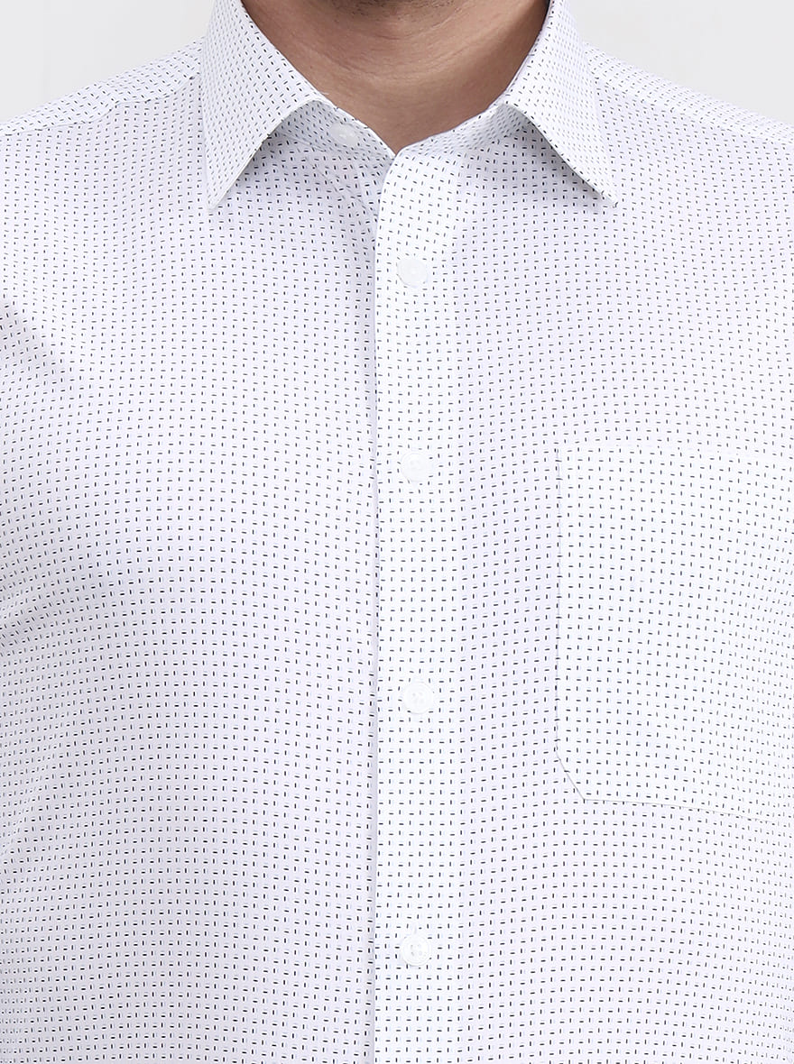 White Printed Slim Fit Formal Shirt | JadeBlue Youth