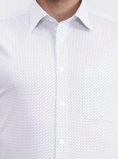 White Printed Slim Fit Formal Shirt | JadeBlue Youth