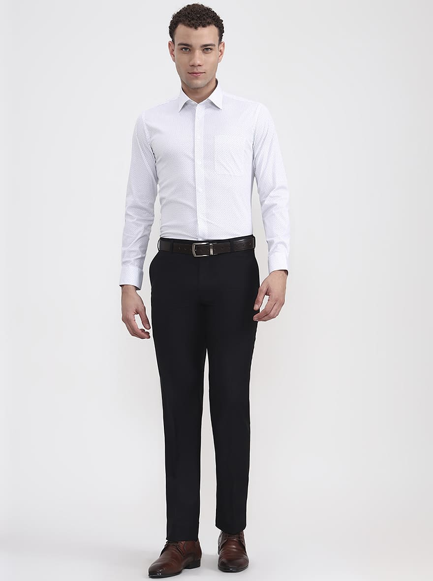 White Printed Slim Fit Formal Shirt | JadeBlue Youth