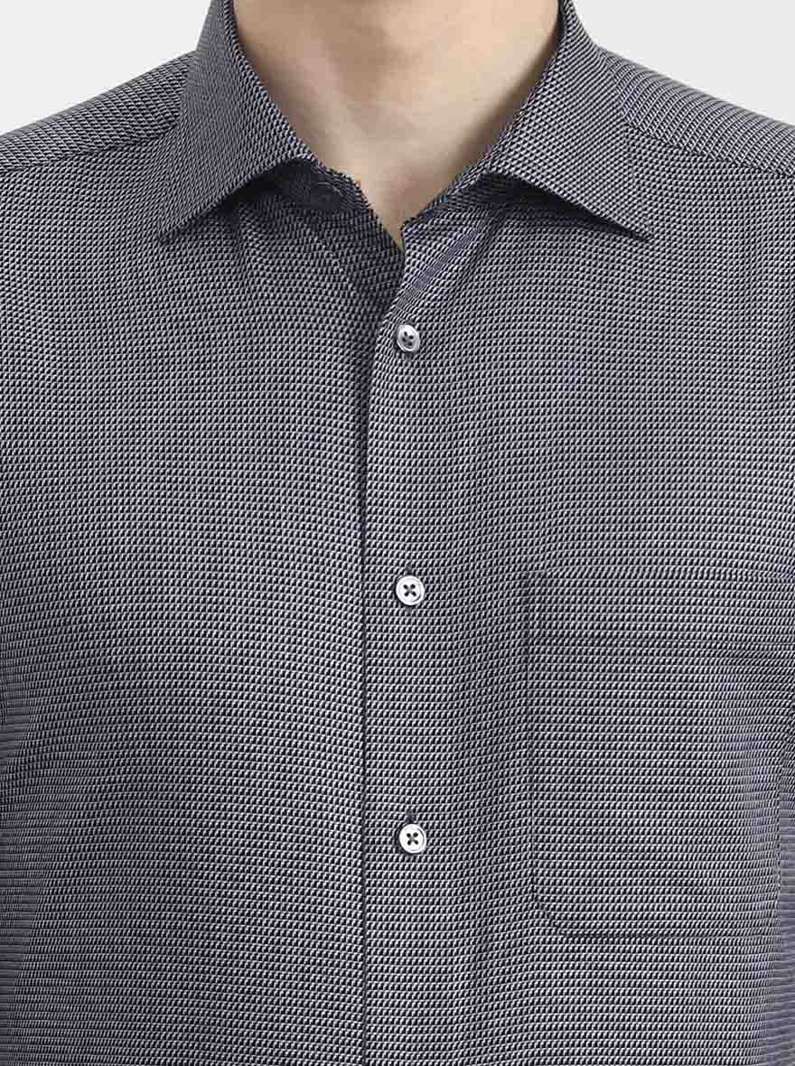Black & Navy Blue Printed Slim Fit Formal Shirt | JadeBlue Super Luxe