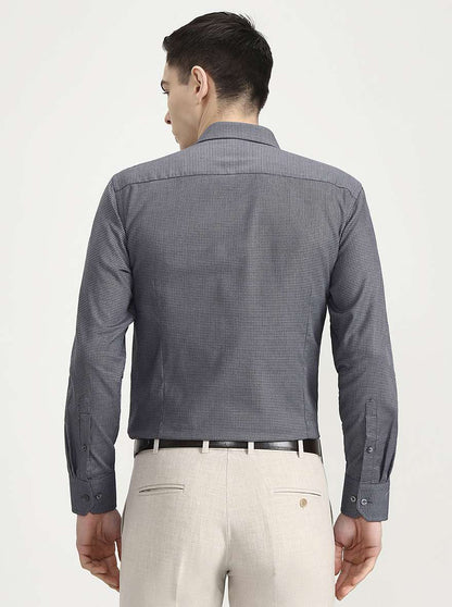 Black & Navy Blue Printed Slim Fit Formal Shirt | JadeBlue Super Luxe