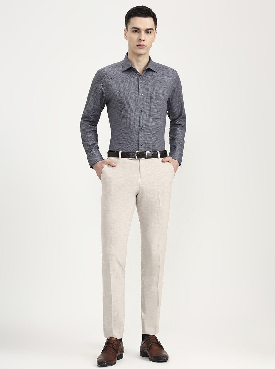 Black & Navy Blue Printed Slim Fit Formal Shirt | JadeBlue Super Luxe