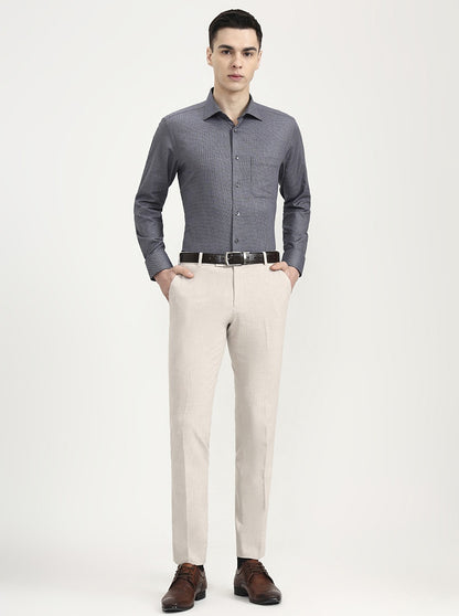 Black & Navy Blue Printed Slim Fit Formal Shirt | JadeBlue Super Luxe