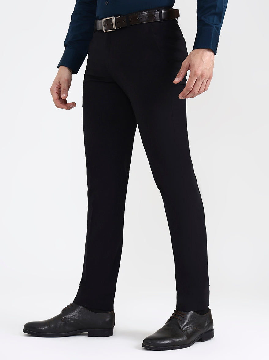 Black Solid Super Slim Fit Formal Trouser | JB X JB