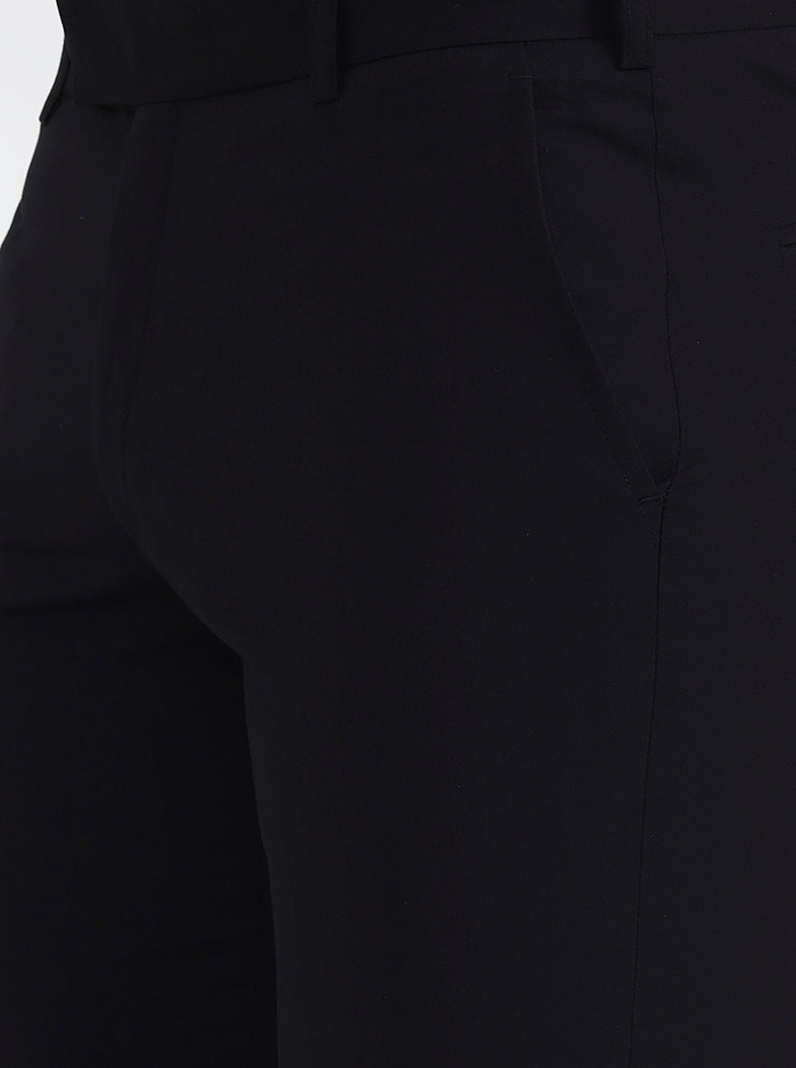 Black Solid Super Slim Fit Formal Trouser | JB X JB
