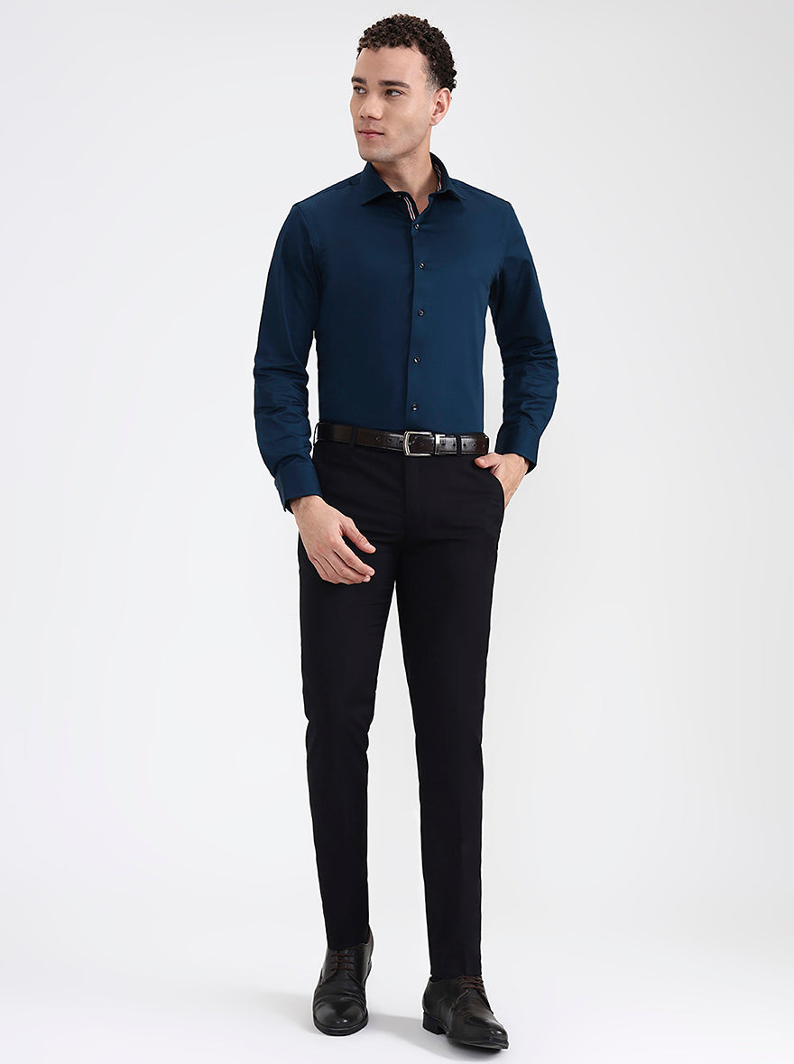 Black Solid Super Slim Fit Formal Trouser | JB X JB