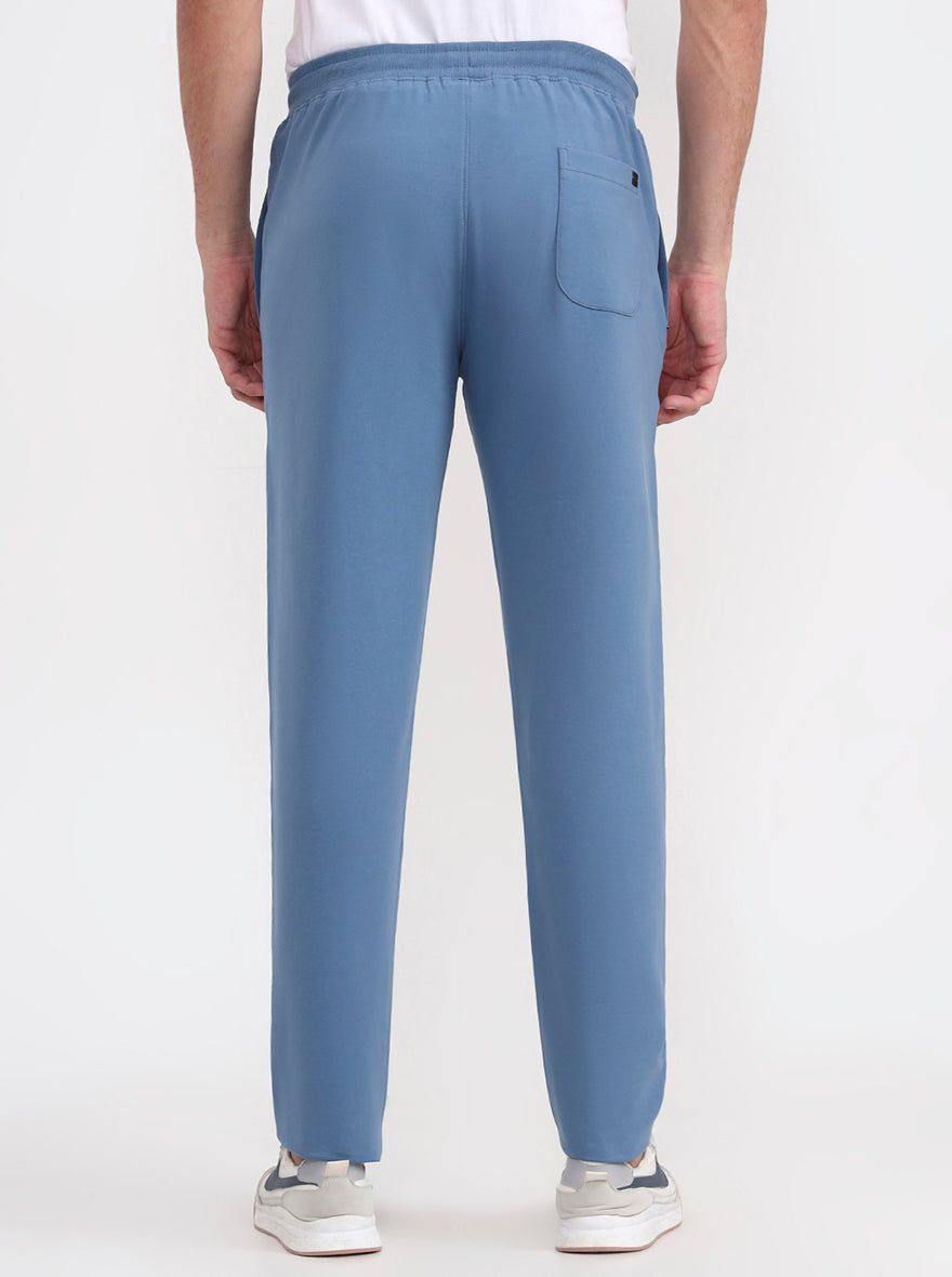 Light Blue Solid Slim Fit Track Pant | JadeBlue
