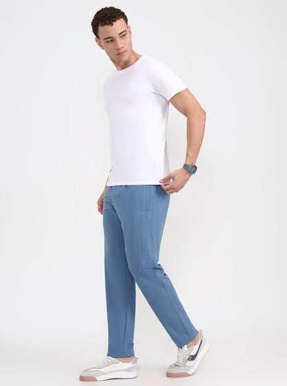 Light Blue Solid Slim Fit Track Pant | JadeBlue