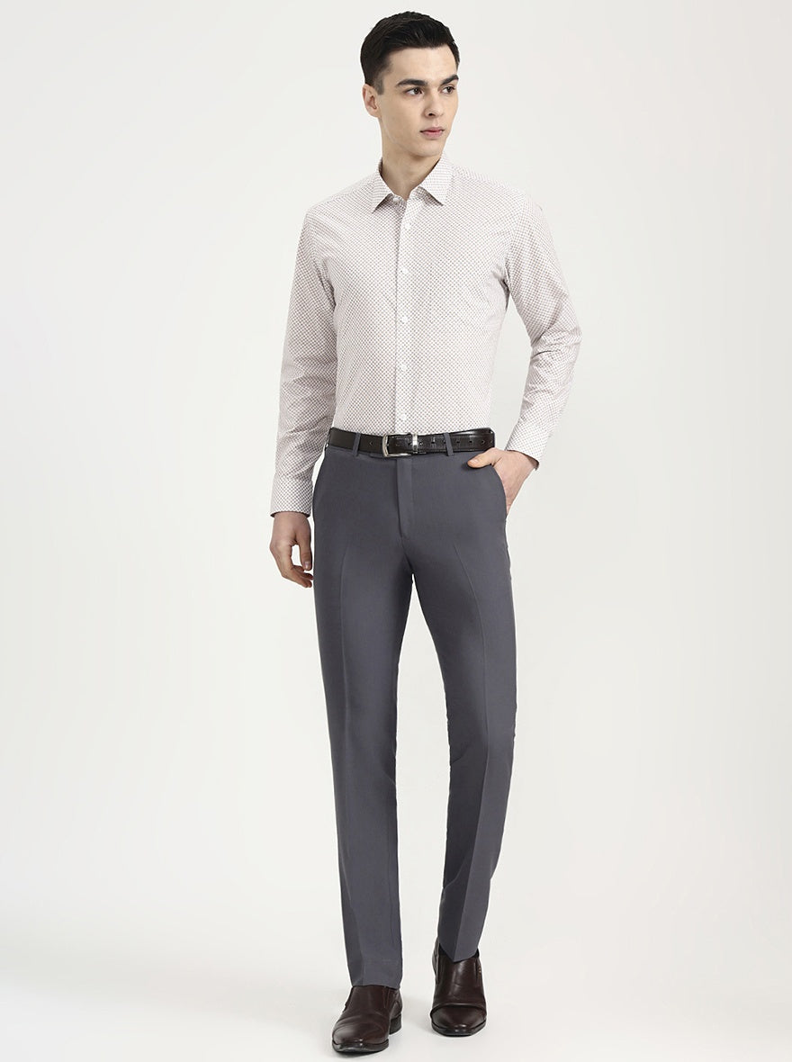Fawn & White Printed Regular Fit Formal Shirt | JadeBlue
