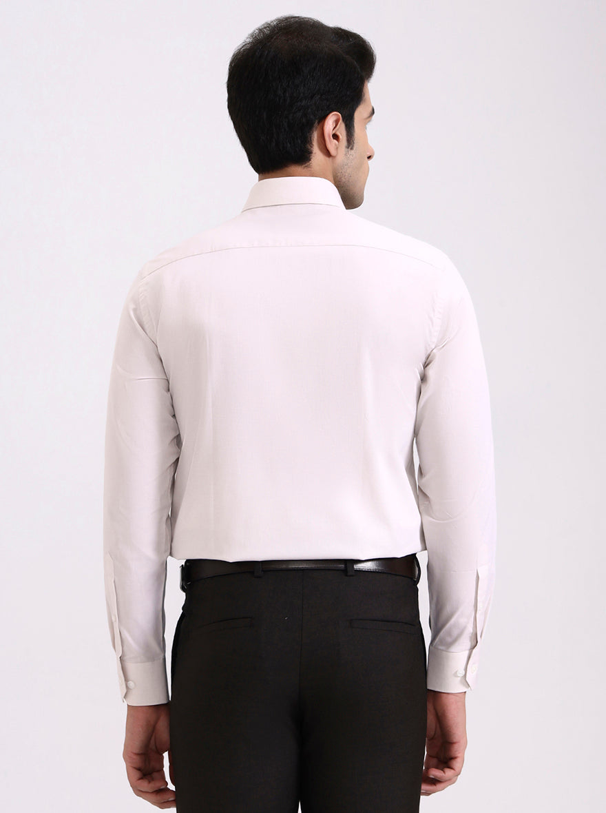 Cream Solid Regular Fit Formal Shirt | JadeBlue