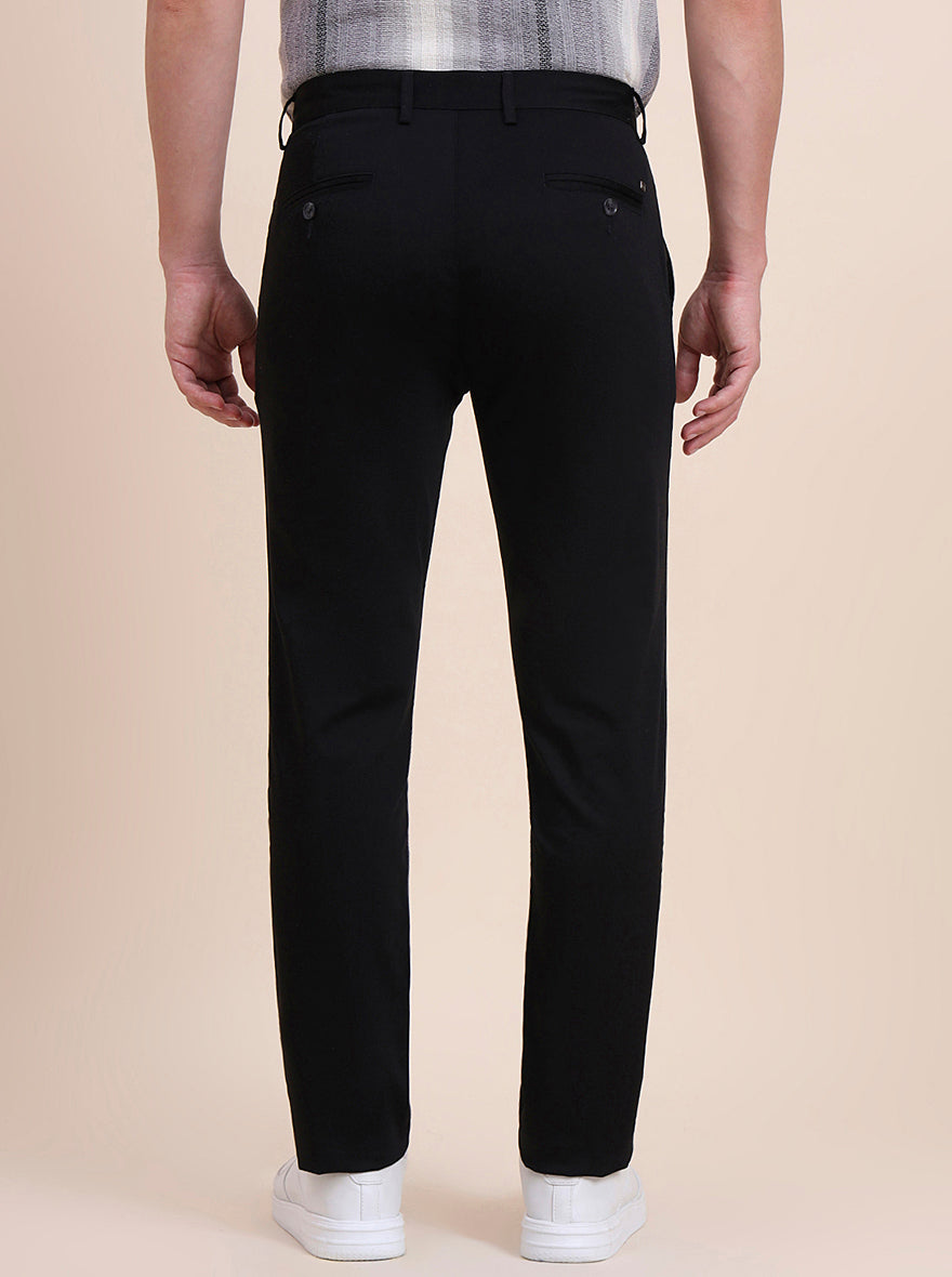 Black Solid Uno Fit Casual Trouser | JadeBlue