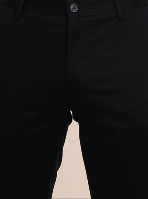 Black Solid Uno Fit Casual Trouser | JadeBlue