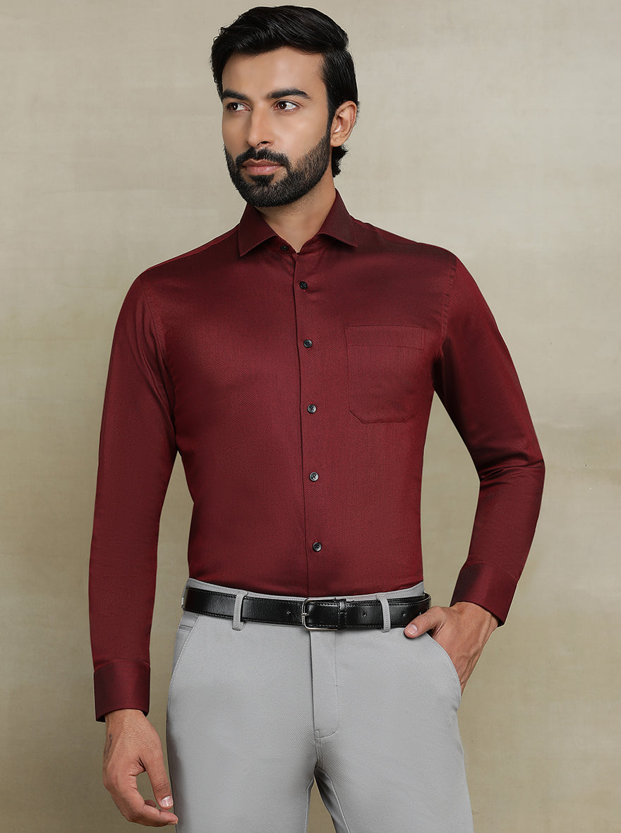 Red Solid Slim fit Formal Shirt | Metal