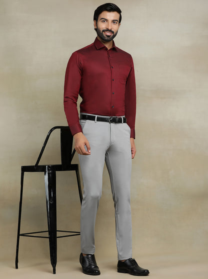 Red Solid Slim fit Formal Shirt | Metal