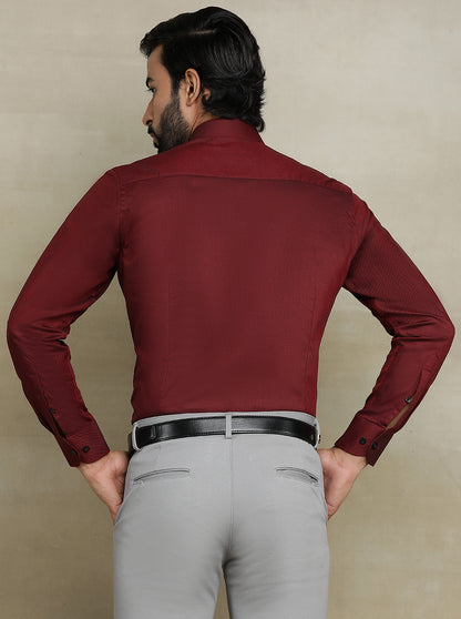 Red Solid Slim fit Formal Shirt | Metal