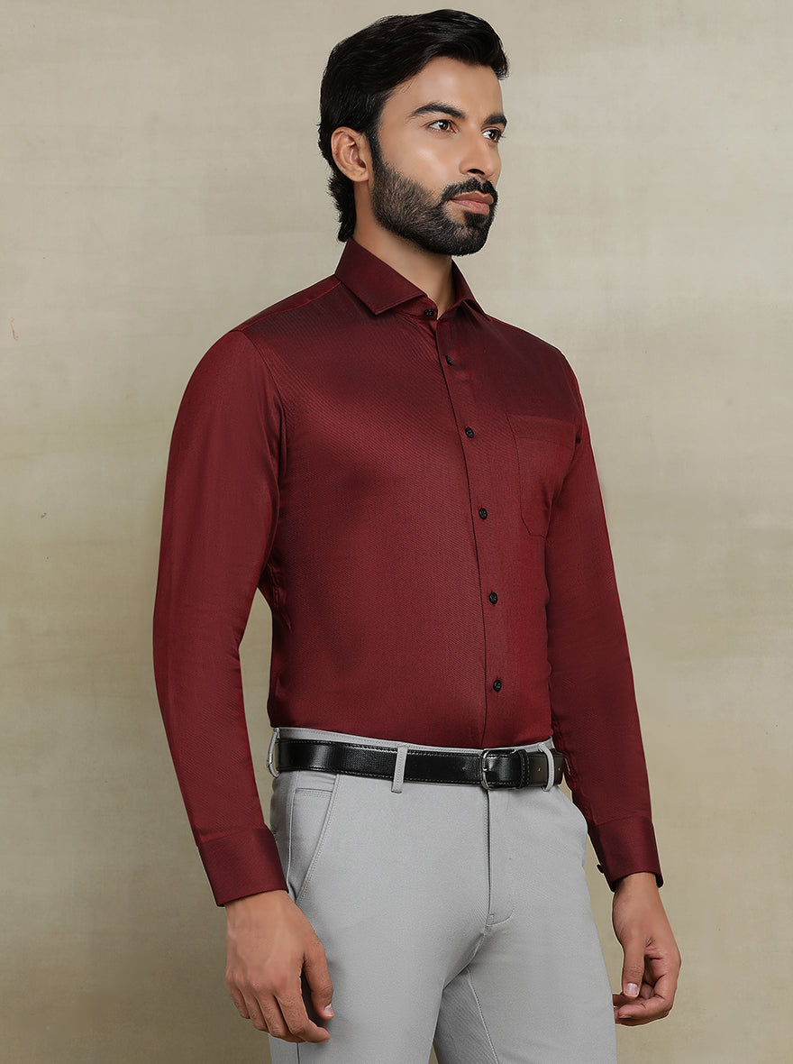 Red Solid Slim fit Formal Shirt | Metal