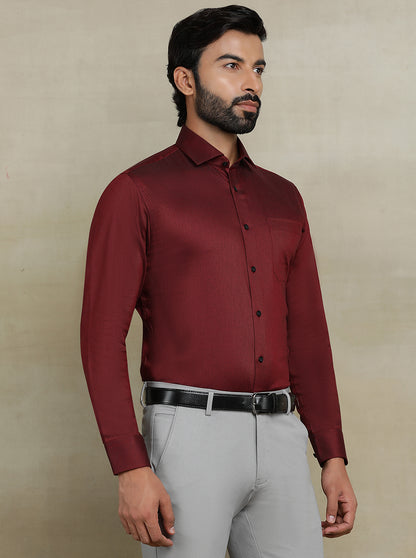 Red Solid Slim fit Formal Shirt | Metal