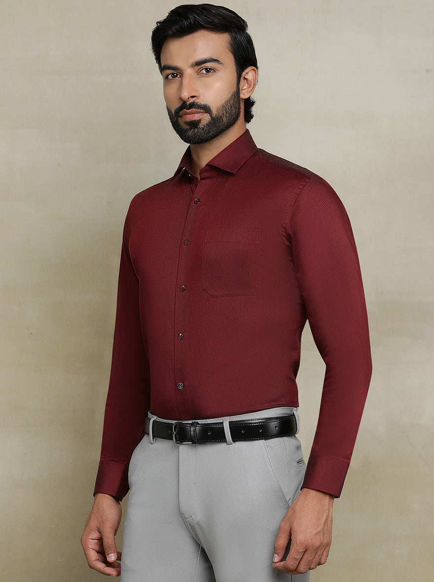 Red Solid Slim fit Formal Shirt | Metal