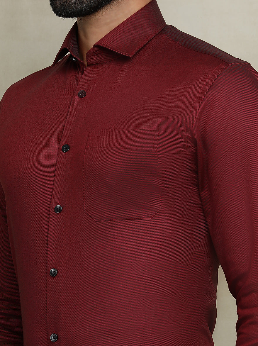 Red Solid Slim fit Formal Shirt | Metal