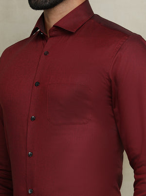 Red Solid Slim fit Formal Shirt | Metal
