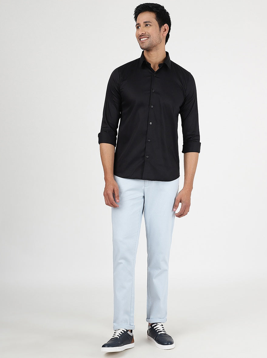 Black Solid Slim Fit Casual Shirt | JadeBlue