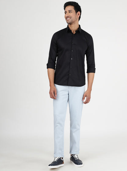 Black Solid Slim Fit Casual Shirt | JadeBlue