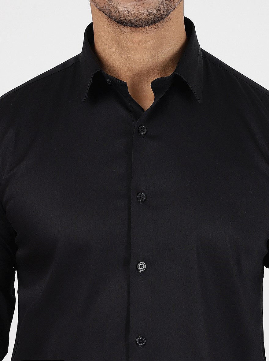 Black Solid Slim Fit Casual Shirt | JadeBlue