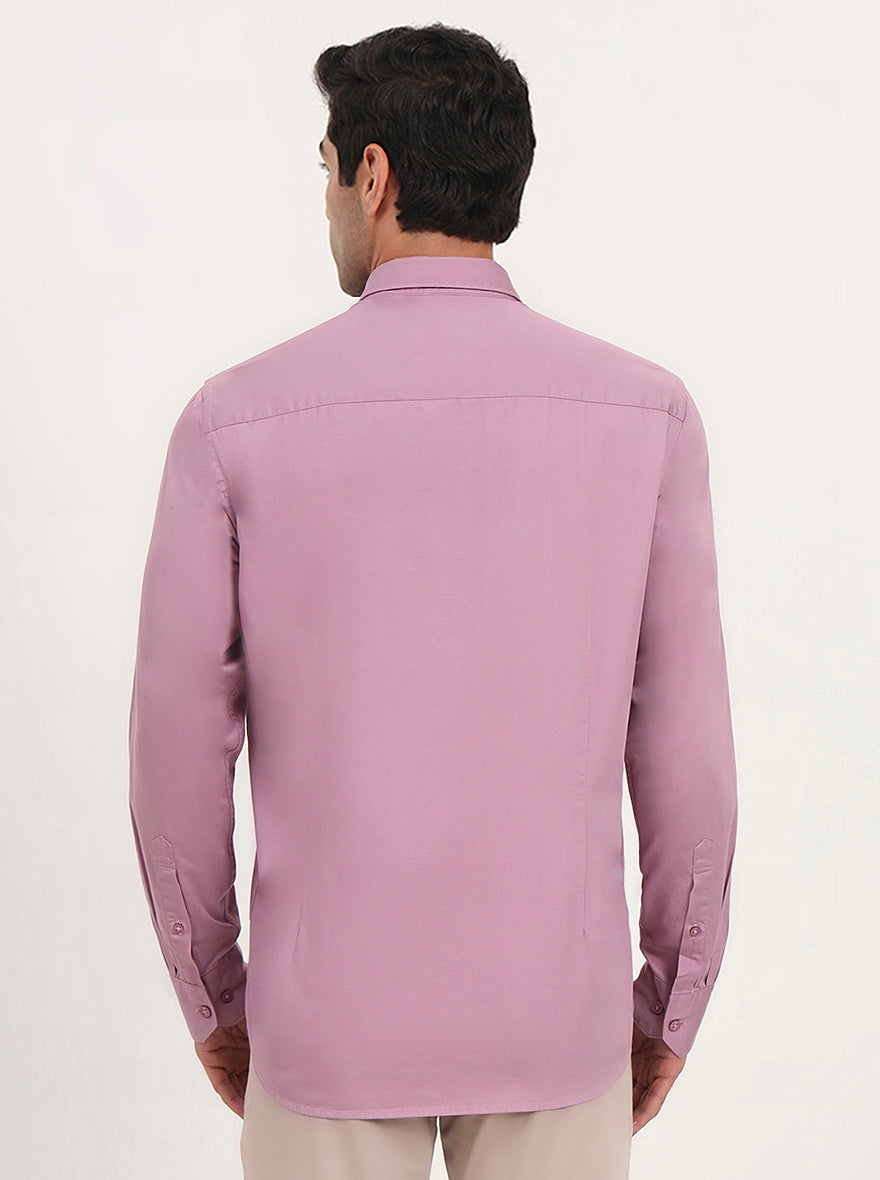 Lavender Solid Slim Fit Semi Casual Shirt | JadeBlue