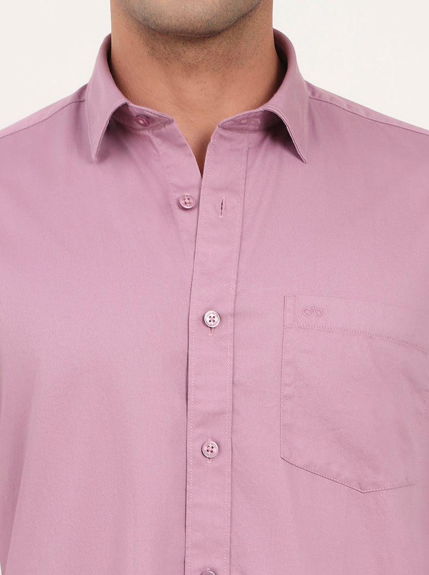 Lavender Solid Slim Fit Semi Casual Shirt | JadeBlue