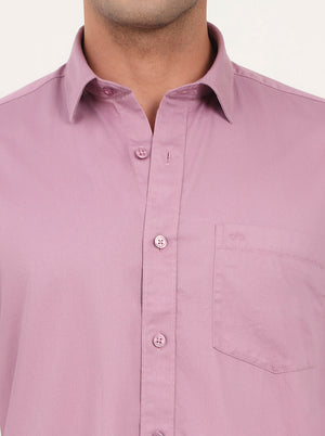 Lavender Solid Slim Fit Semi Casual Shirt | JadeBlue