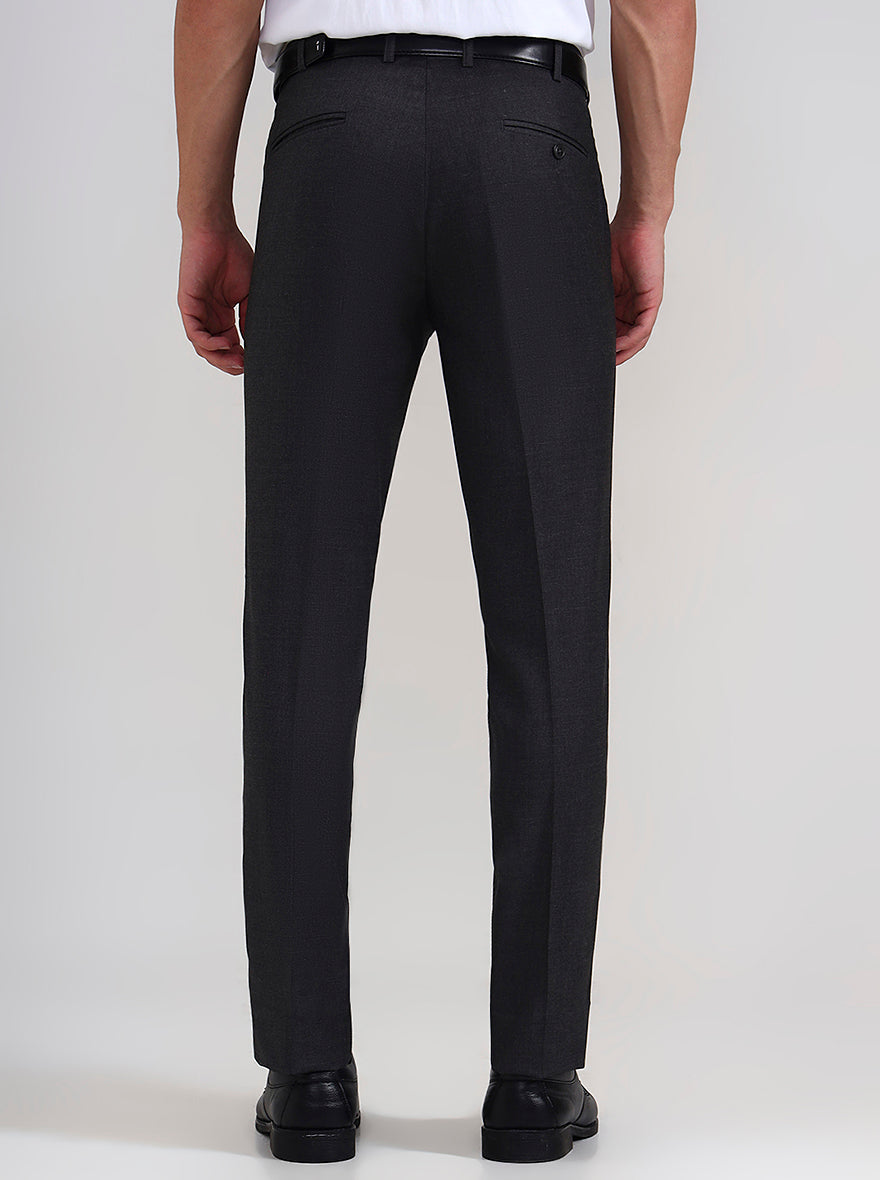 Charcoal Gray Solid Slim Fit Formal Trouser | Metal