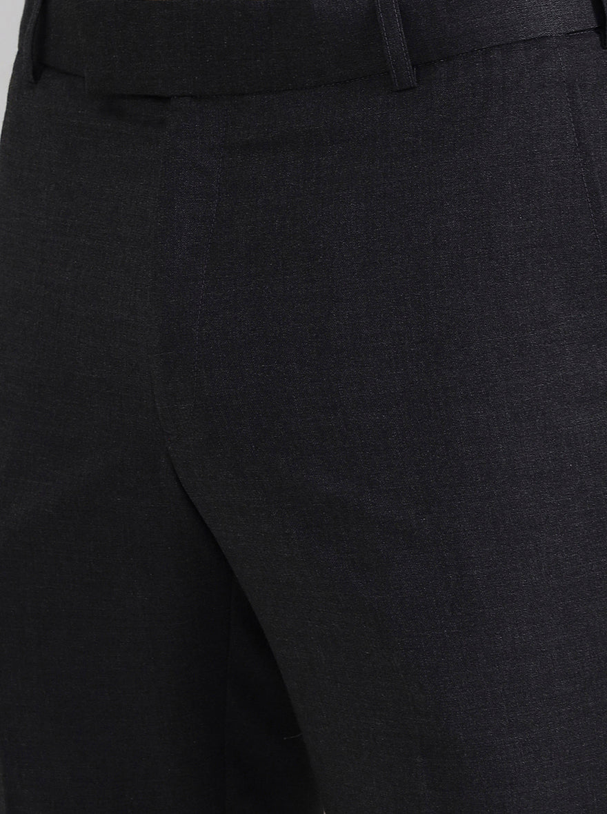Charcoal Gray Solid Slim Fit Formal Trouser | Metal