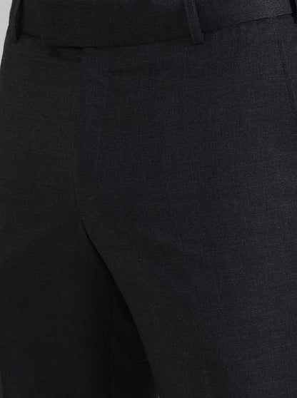 Charcoal Gray Solid Slim Fit Formal Trouser | Metal
