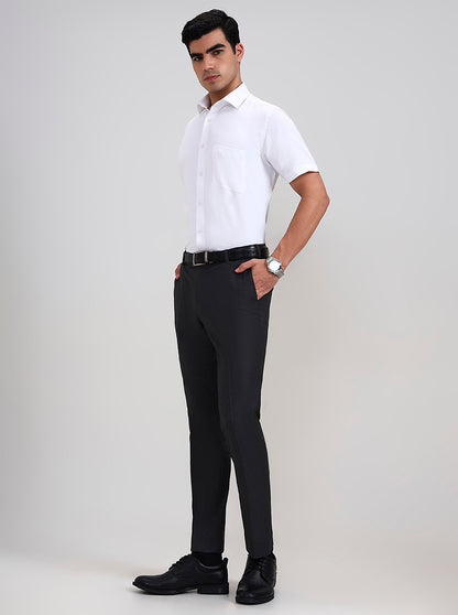 Charcoal Gray Solid Slim Fit Formal Trouser | Metal