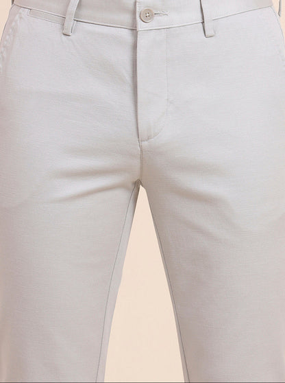 Grey Solid Uno Fit Casual Trouser | JadeBlue