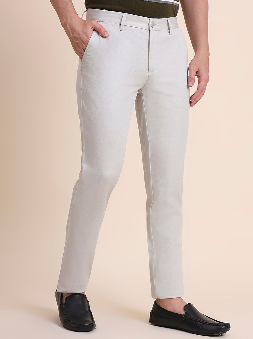 Grey Solid Uno Fit Casual Trouser | JadeBlue
