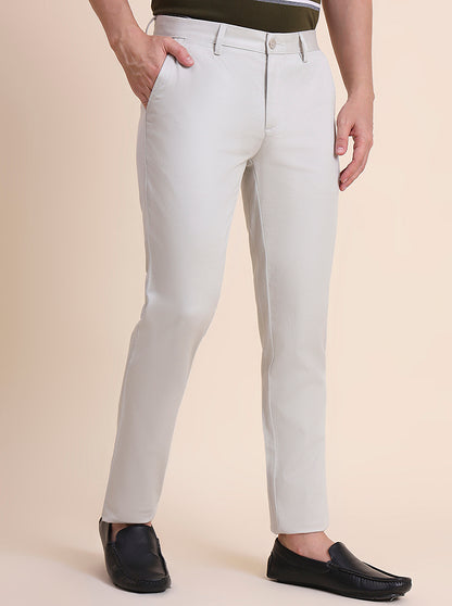 Grey Solid Uno Fit Casual Trouser | JadeBlue