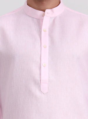 Pink Solid Regular Fit Modi Kurta | JadeBlue