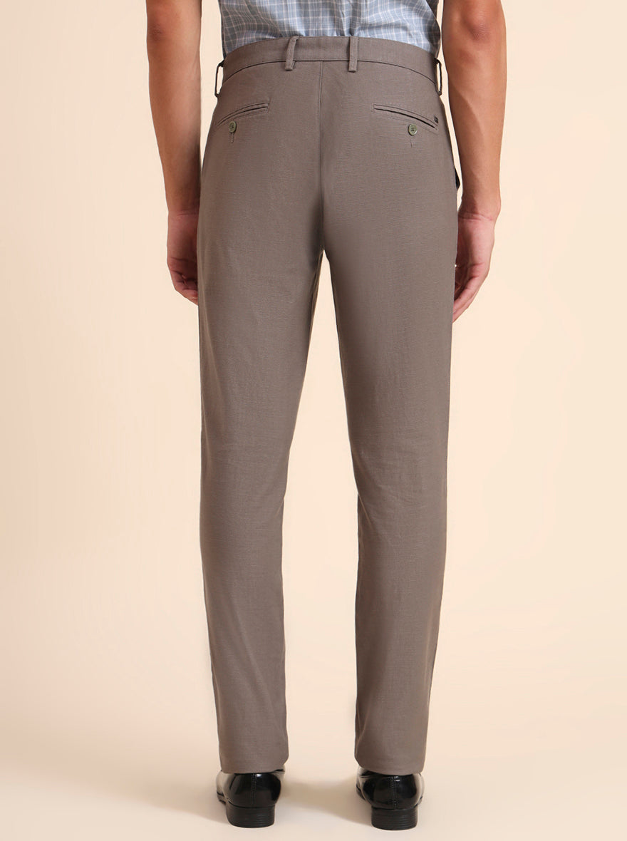 Olive Solid Uno Fit Casual Trouser | JadeBlue