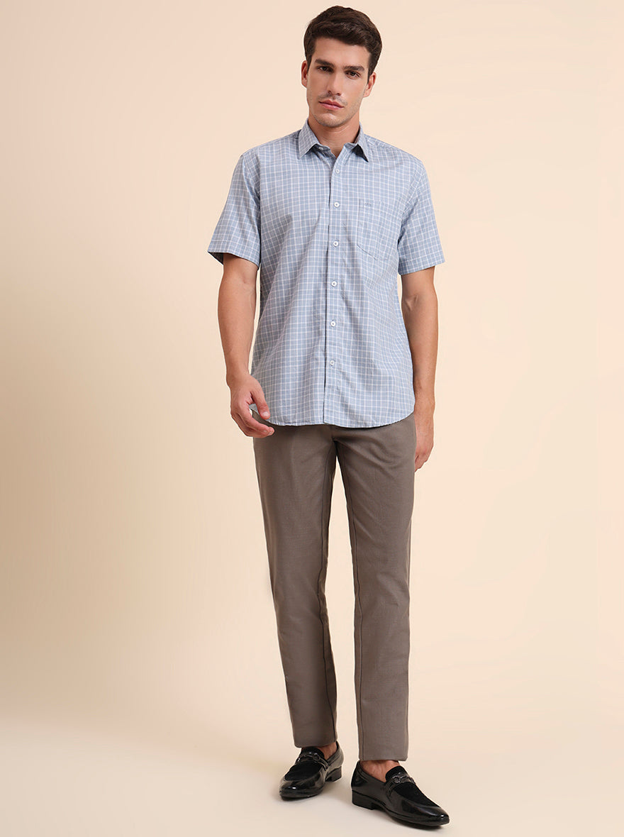 Olive Solid Uno Fit Casual Trouser | JadeBlue