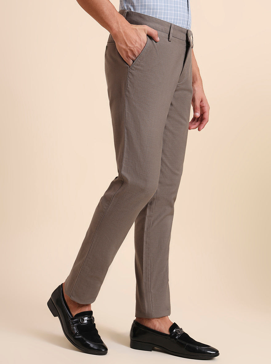 Olive Solid Uno Fit Casual Trouser | JadeBlue