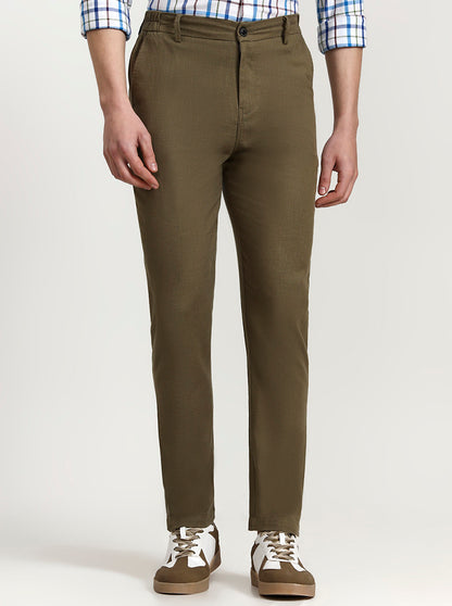 Olive Green Solid Regular Fit Track Pant | JadeBlue