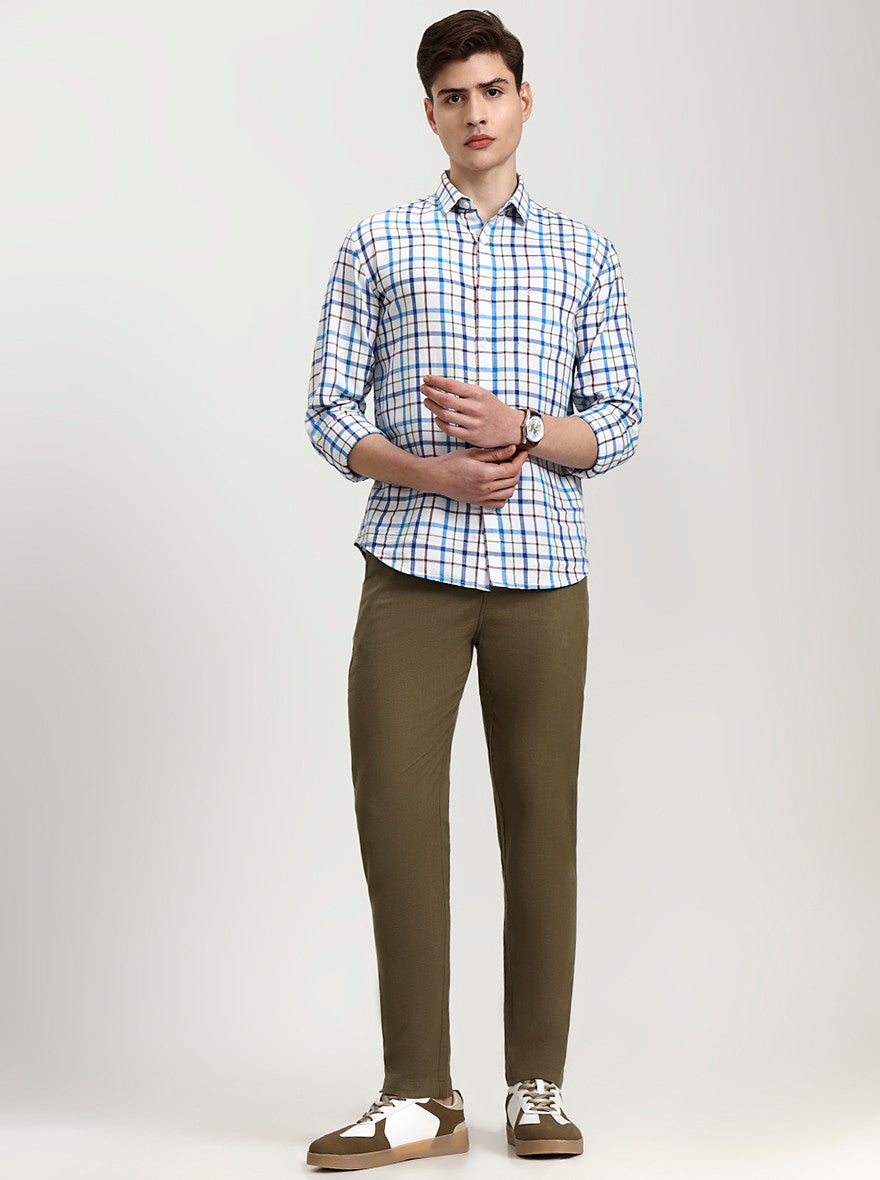 Olive Green Solid Regular Fit Track Pant | JadeBlue