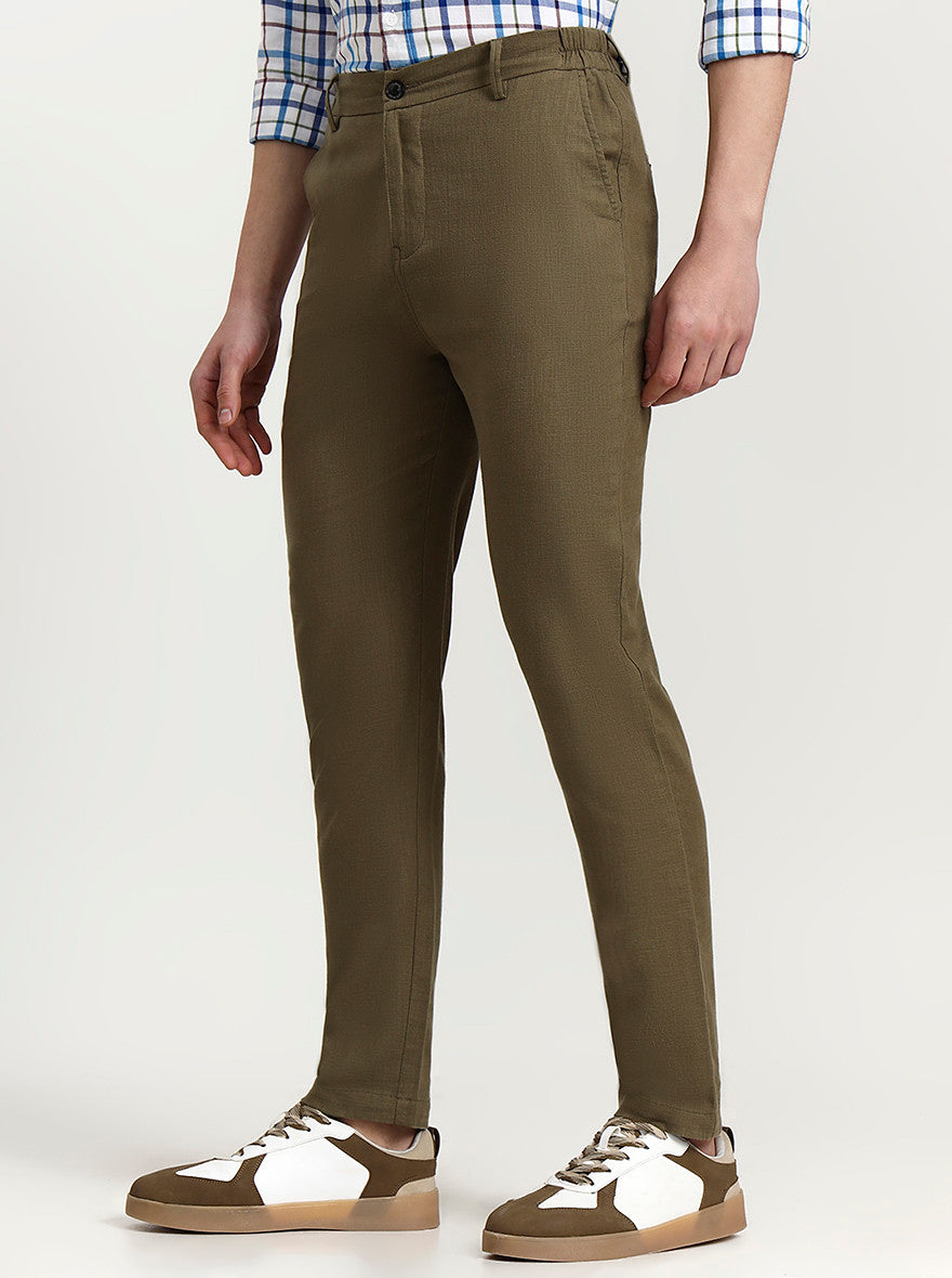 Olive Green Solid Regular Fit Track Pant | JadeBlue