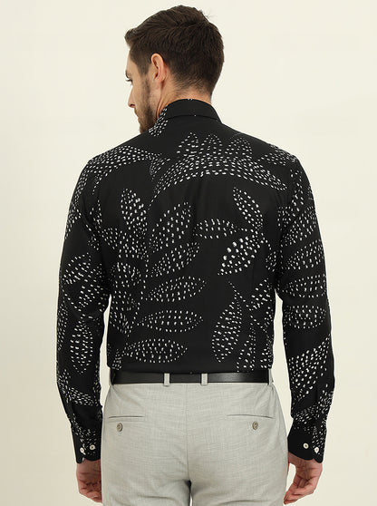 Black Printed Slim Fit Party Wear Shirt | Wyre