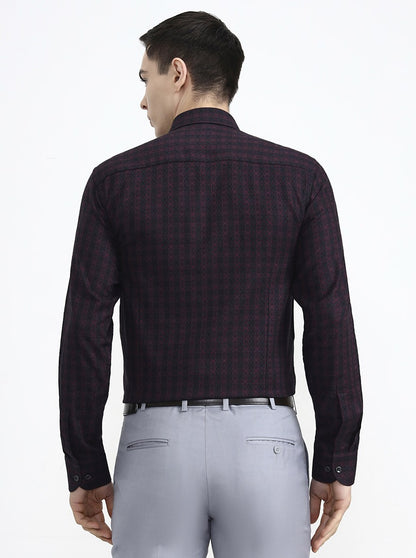 Black & Maroon Printed Slim Fit Party Wear Shirt | Wyre