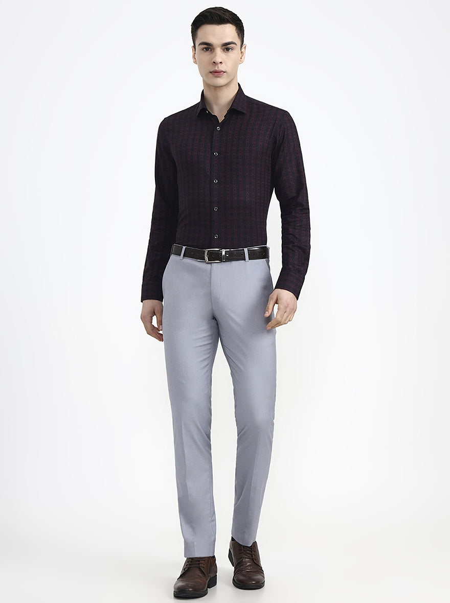 Black & Maroon Printed Slim Fit Party Wear Shirt | Wyre
